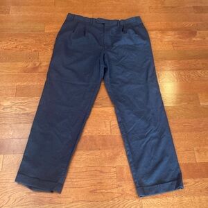 Men’s vintage Ralph Lauren green label 100% wool blue plaid dress pants 38x32